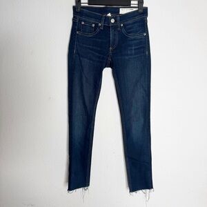 Rag & Bone skinny blue denim raw ankle hem jeans size 24